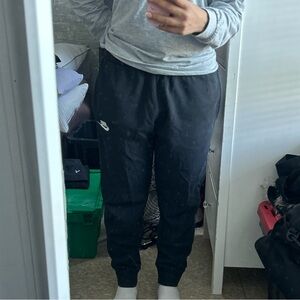 Nike Black Men's Slim Jogger Sweatpants with White Swoosh